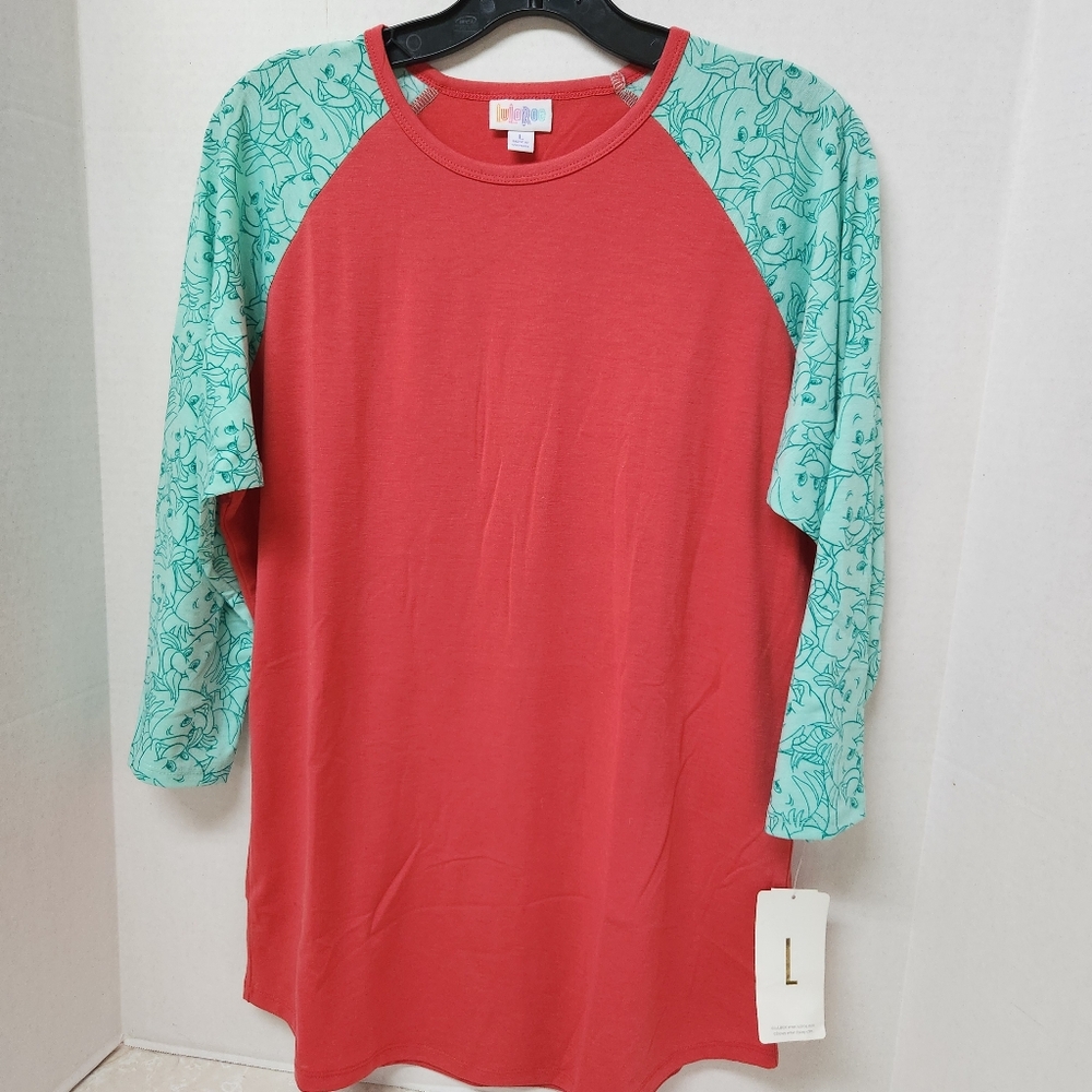 Disney's Little Mermaid Flounder Lularoe Randy Shirt Tee Mint Coral New L